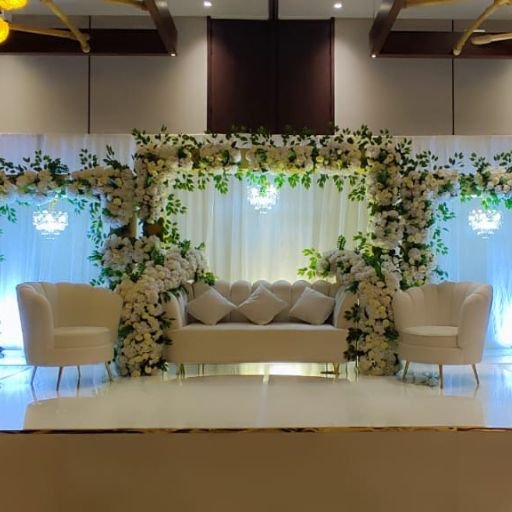 Acrylic 3 Arches White Theme Wedding Stage Dubai & across UAE